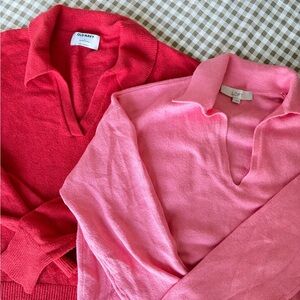 Old Navy V-Neck Sweater in Red and LOFT sweater in Pink - Size small